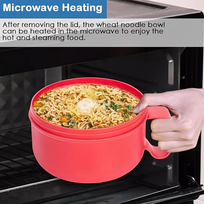 Microwave Ramen Bowl with Lid and Handle for Dorm Essentials,Microwave Soup Mugs Set of 2 for Soup and Instant Noodles,Oatmeal, Gumbo, Salad, BPA Free (Blue Red)