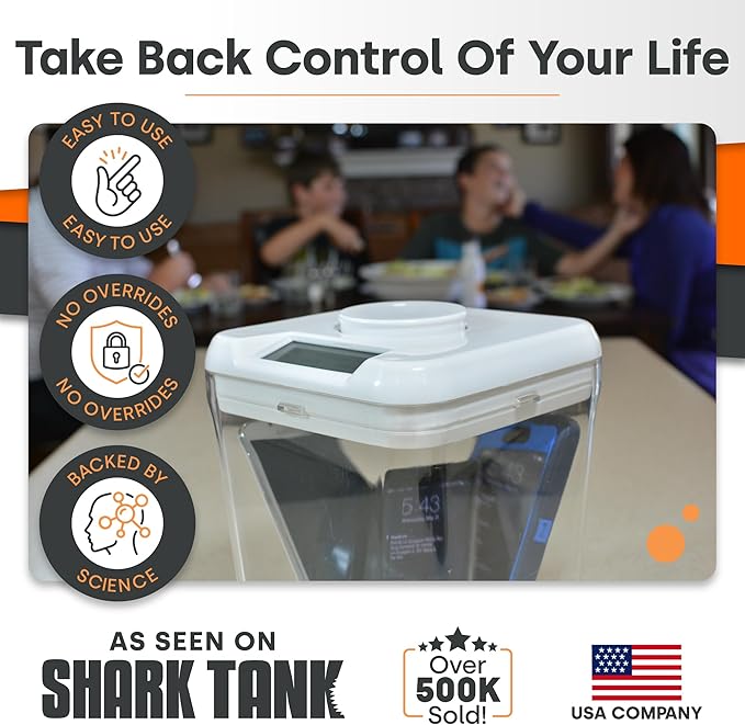 KSafe Timer Lock Box for Phones, Snacks & Medications - Cell Phone Jail & Food Safe with Timer - Time Locking Container for Better Habits & Addiction Management (Mini, White Lid + 3.0” Clear Base)