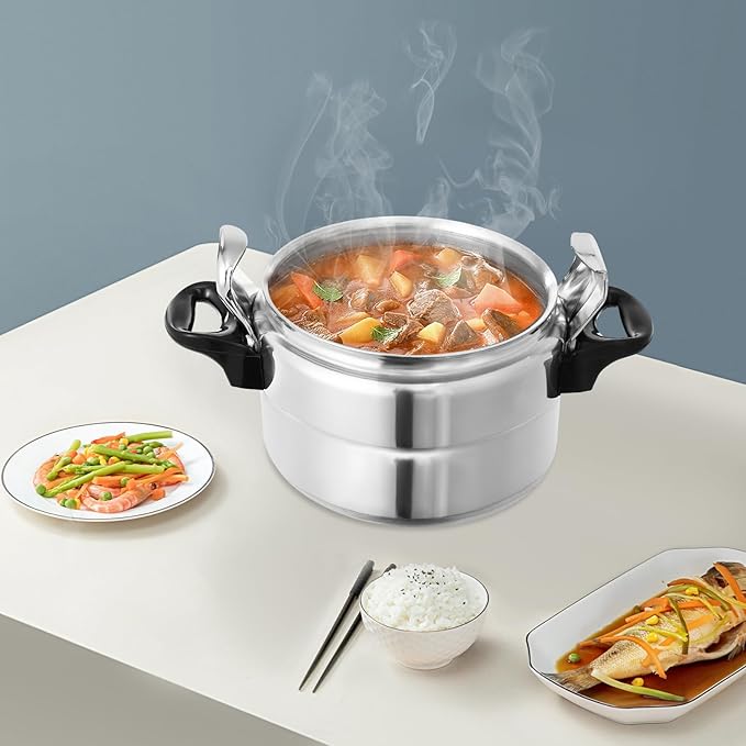 3-Quart Aluminum Alloy Pressure Cooker with Super Safety Lock, Family Small Mini Pressure Cooker - Explosion Proof, Electric Pressure Cookers for Halogen Oven, Gas Stove and Ceramic Hob