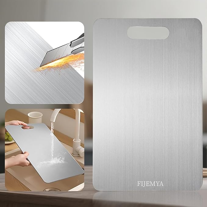 Katuchef Titan Carve Titanium Cutting Board,Pure Apex Titanium Cutting Boards for Kitchen, Double Sided Non Toxic ChopChop Chopping Board for Cutting Meat Vegetable Fruit,Easy to clean(S:11.42L*7.87W)