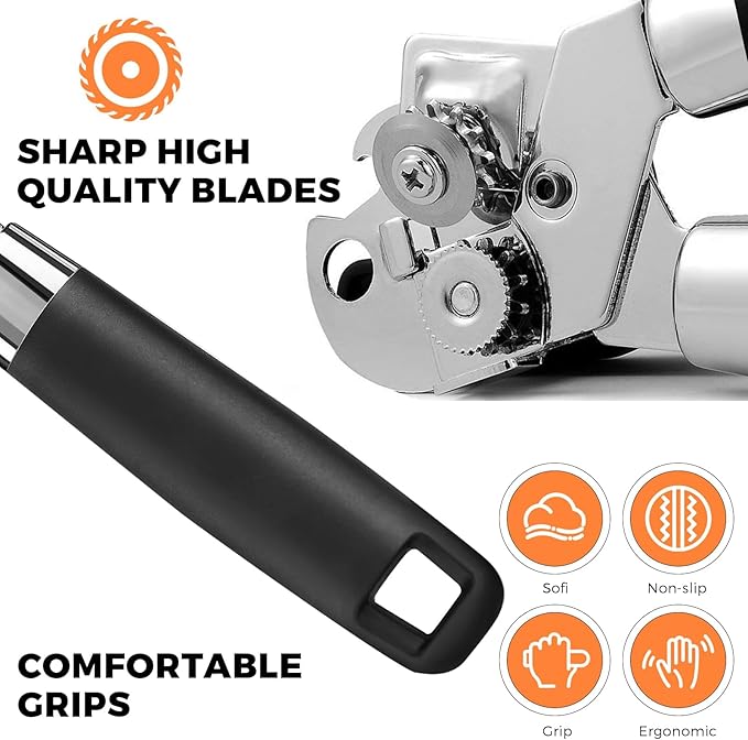 Can Opener Manual - Smooth Edge Manual Can Openers, Machine Wash Safe Durable Long Last Heavy Duty Stainless Steel Handheld Can Openers(No Magent) - Premium Kitchen Supplies Gadgets
