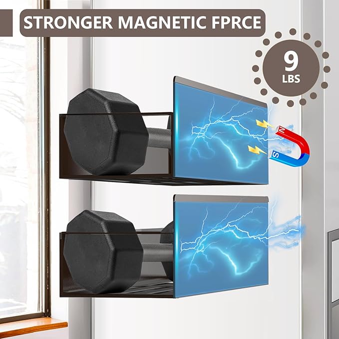 Magnetic Spice Rack for Refrigerator Seasoning Organizer for Spice Fridge Shelf storage Magnetic Shelf with Hook for Oven(4pack-Bronze)