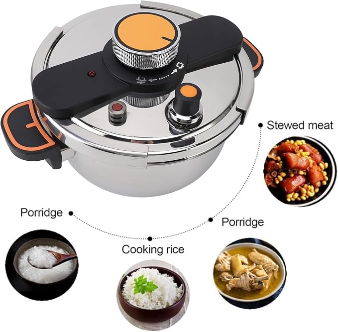 Pressure Cooker Stainless Steel Efficient Fast Heating Large Capacity Canning Pot for Home Kitchen (4L)
