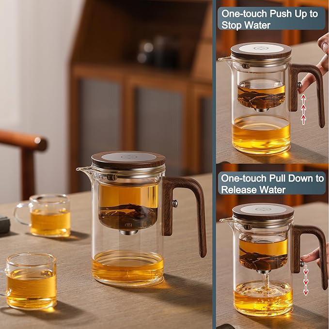 Enchanti Tea Pot, Witchcraft Magical Enchanted Glass Teapot with Strainer, Magnetic Filtration Pot with Handle, for Home, Gifting, Outdoor and Office (600ml 1Pcs)
