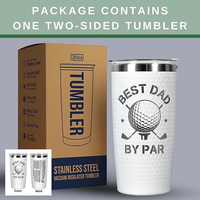 Gifts for Dad - Golf Gifts for Dads - Dads Christmas Gift from Daughter, Son, Kids - Golfing Gift for Men, Golfers - Ideas for Husband, New Papa, Father - 20 Oz Golf Dad by Par Tumbler