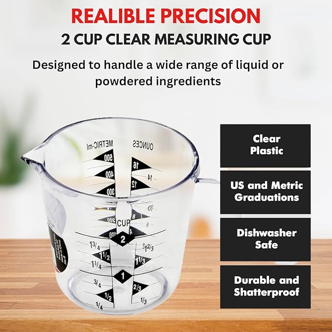 Wedding Registry Must Haves Items, Kitchen Essentials for First Apartment - Plastic Measuring Cups and Tablespoon & Teaspoon Spoons Set, 2cup Measuring Cup Bundle with Digital Kitchen Food Scale