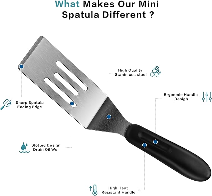 Small Spatula Professional Mini Serving Spatula, 2 Pieces Stainless Steel Metal Spatulas Set, Cutter and Serve Turner for Kitchen, Flipping or Cooking for Brownie, Cookie, Lasagna, Pancakes or Cake