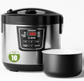 20 Cup Cooked (10 cup uncooked) Rice Cooker with 8 Functions, Healthy Cooking Ceramic Coating Pot, Removable Inner Cover with Steamer, Silver