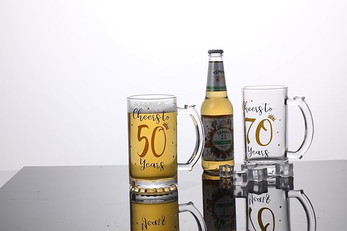 50th Birthday Gift，Men and Women Cheering 50th Birthday Beer Mugs，Cheers to the 50th Anniversary Beer Glass，50th Birthday Party Wedding Anniversary Decorative Gift, 18 Ounce (Cheers to 50 Years)