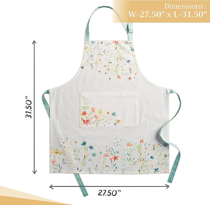 Maison d' Hermine 100% Cotton Apron for women with Pocket Kitchen Chef Apron for Men Cooking Gardening Server Waitress