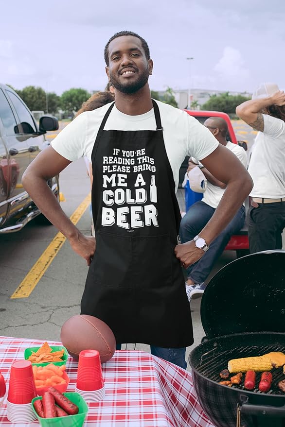100% Cotton, Black Funny Aprons for Men, Dad, Husband - Birthday, Father’s Day Grilling Gifts for Papa, Husband.