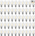Meconard C7 Led Replacement Christmas Light Bulbs, C7 Shatterproof Led Bulbs for Christmas Outdoor String Lights, E12 Candelabra Base, Commercial Grade Holiday Bulbs, Warm White, 50 Pack