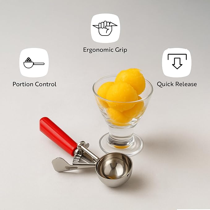 Restaurantware Met Lux 6 Ounce Portion Scoop 1 Durable Disher Scoop - Thumb Trigger Teal Stainless Steel Ice Cream Disher For Portion Control For Ice Cream Mashed Potato And Cookie Dough