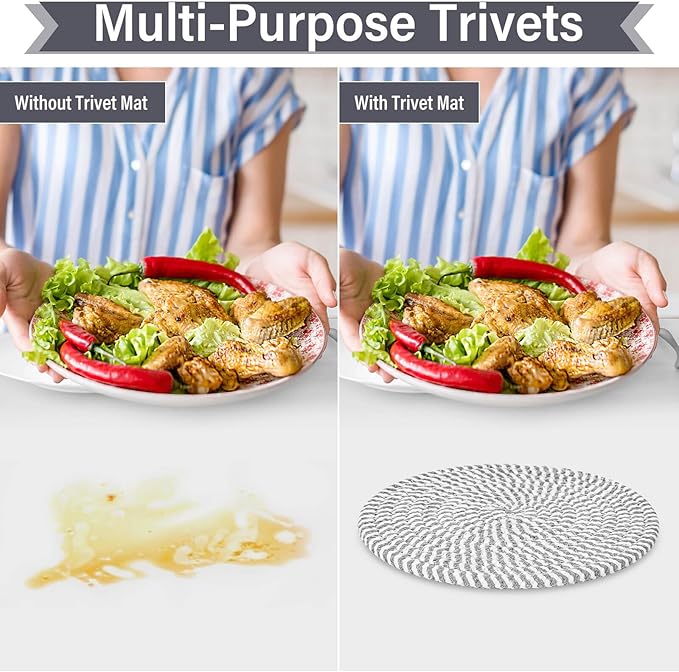 Billbotk 10" Trivets for Hot Dishes, Hot pots and Pans, Set of 4, Heat Resistant Pot Holders for Kitchen, Hot Pads for Countertops