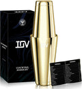 IOV Boston Cocktail Shaker Set, 18oz & 28oz Stainless Steel Weighted Shaker Tins, Metal Martini Drink Mixer for Bartending, Professional Bar Tools with Cocktail Recipe Guide, Gold