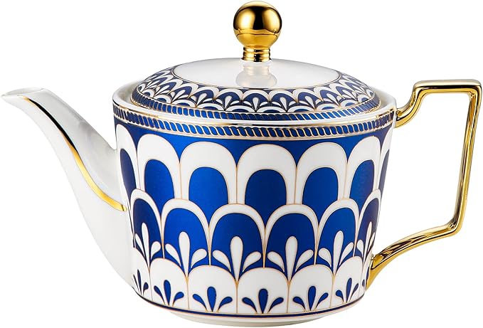 CWLWGO- Royal Teapot,European style Ceramic Tea Pot, Blooming & Loose Leaf Teapot - 24 Ounce,Not included Removable Stainless Steel Infuser.(blue)…