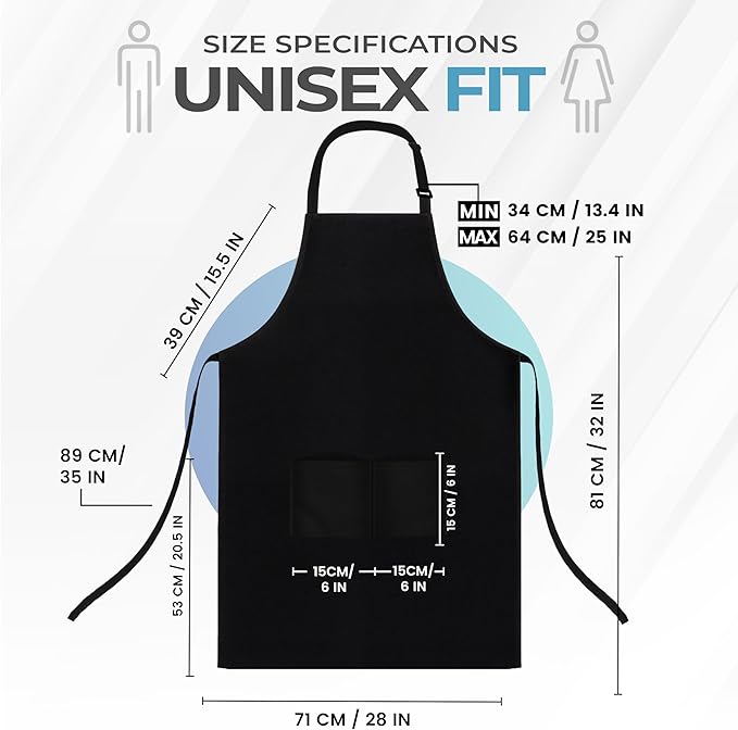 Utopia Kitchen 4 Pack Bib Apron Adjustable with 2 Pockets, Water and Oil Resistant, Cooking Kitchen Chef Apron for Women Men