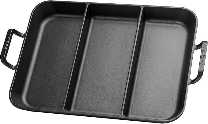 onlyfire Pre-Seasoned Cast Iron Skillet, 16 Inch Griddle Pan Frying Pan with Nonstick Perforated Grill Surface and Dual Handles, Cast Iron Grill Pan for Grills, Oven and All Stovetops