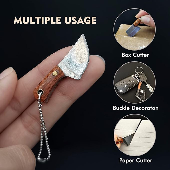 STARDW Mini Pocket Knife Set, Utility EDC Knife with Sheath,Mini Chef Keychain Knife, Tiny Things for Box Cutter Letter Opener Package Opener, Cool Gadgets EDC Tools -Set of 4