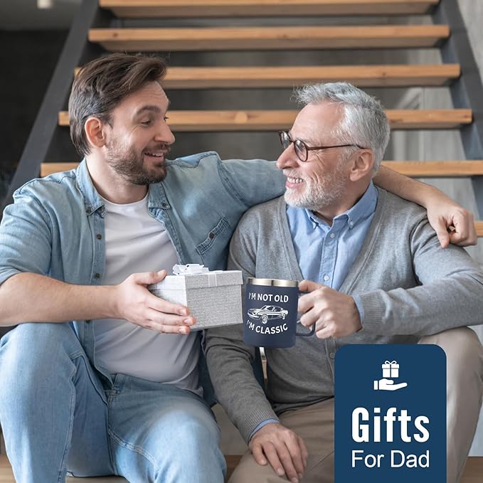 NOWWISH Christmas Gifts for Men, Husband, Grandpa, Dad - I am Not Old Mug - Retirement Gifts for Him, Coffee Mug on Stocking Stuffer (14oz, Navy Blue)