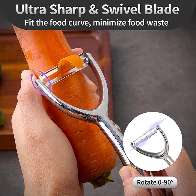 Fruits & Vegetable Peeler - Y Shaped Potato Peelers - Stainless Steel Peeler - Nontoxic Apple Peeler - Ultra Sharp Potato Peeler - Veggie Peeler - Y Peeler - Smooth Curved Handle Kitchen Peeler - Gift