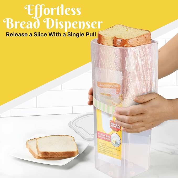 Flexzion 2 Pack Bread Containers Storage Airtight Loaf - Clear Bread Box for Kitchen Countertop BPA-Free Bread Loaf Storage Container Space-Saving & Durable Plastic Bread Container & Dispenser, White