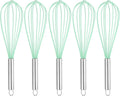 HARFINGTON 5Pcs Silicone Whisk 12" Kitchen Whisk Wire Whisks Beater with Stainless Steel Handle for Egg Milk Whisking Blending Beating & Stirring, Green