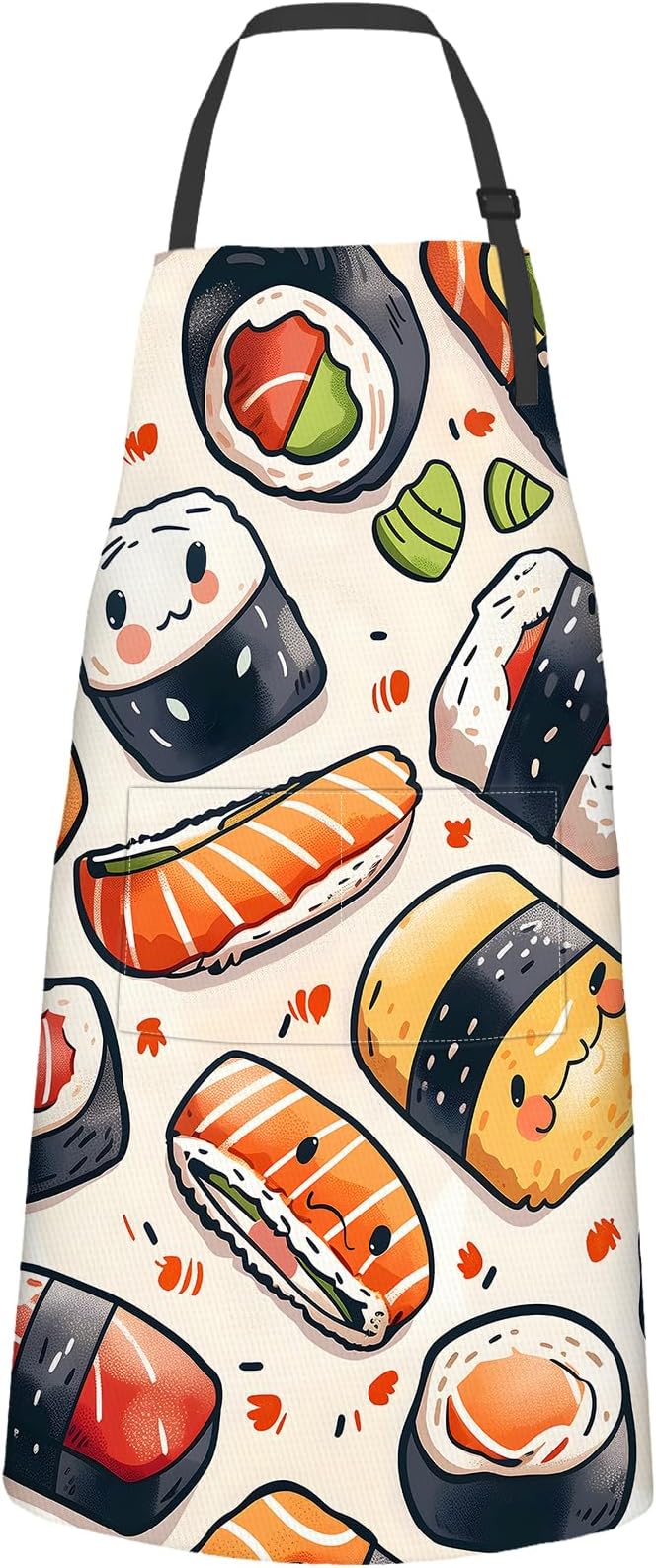 Sushi Apron,Oxford Fabric Adjustable Kitchen Apron with 2 Pockets,Waterproof Cooking Aprons for Men Women Mom Wife Dad,Ideal Gifts for Coffee House,Shop,Baking,BBQ,Housewarming,28x33in