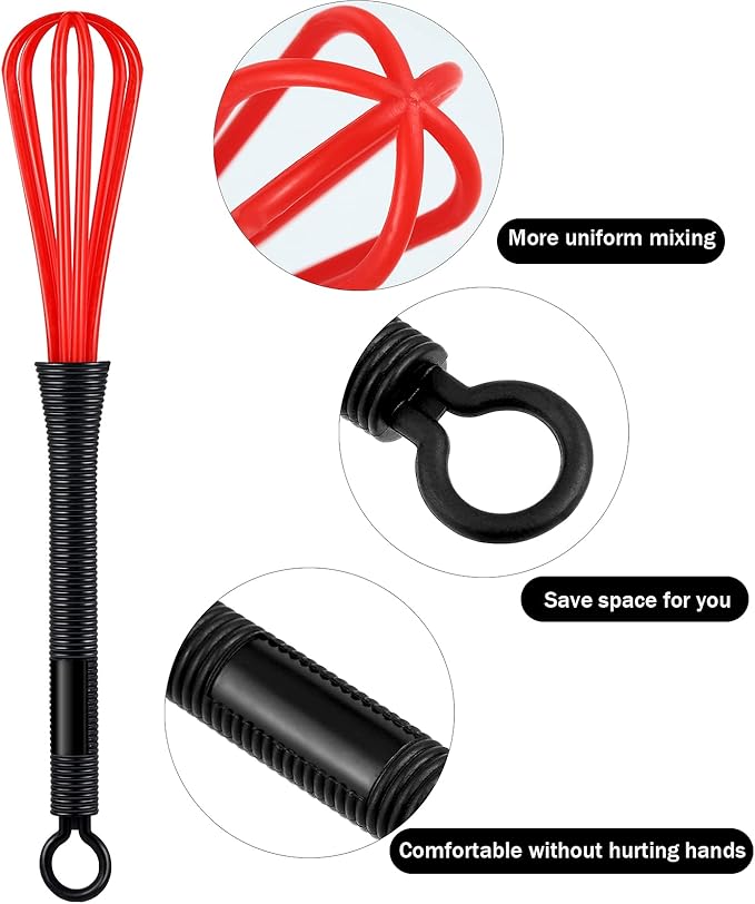 12 Pack Hair Color Whisk Mini Whisk for Hair Dye Color Mixing Christmas Gifts 7 x 1.2 in Salon Barber Plastic dressing Dye Kitchen Baking Cooking Mixer Tool