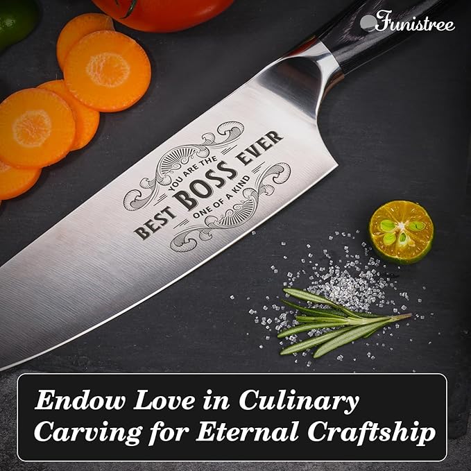 Gifts for Boss Men Christmas, 8" Pro German 1.4116 Stainless Steel Chef Knife, Kitchen Knife Gift for Boss Day Birthday, Boss Gifts for Men Women, Christmas Stocking Stuffers