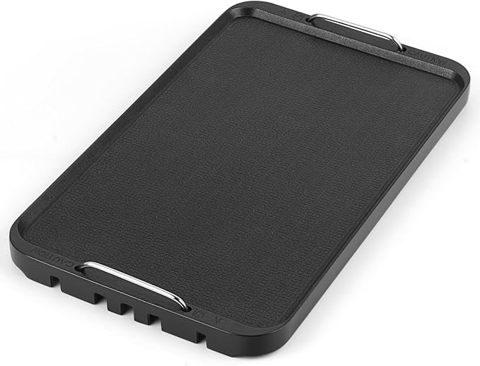 CUSIMAX Stove Top Griddle Pan, 14.96" x 8.66" Aluminum Non-stick Grill & Griddle Pan with Stainless Steel Handles, Flat Top Grill for Gas Stove/Charcoal Grills/Indoor&Outdoor Grill or Campfire