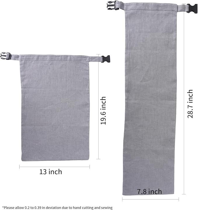 2 Pack 100% Linen Bread Bags for Homemade Bread Sourdough 13 x 19.6 Inch Reusable Bread Storage Bag 7.8 x 28.7 Inch for large Baguette (Gray)