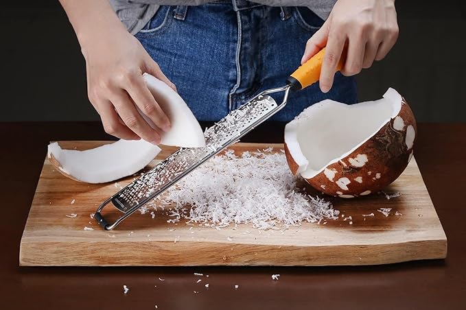 Deiss PRO Citrus Lemon Zester & Cheese Grater — Parmesan Cheese, Lemon, Ginger, Garlic, Nutmeg, Chocolate, Vegetables, Fruits - Razor-Sharp Stainless Steel Blade + Protect Cover - Dishwasher Safe
