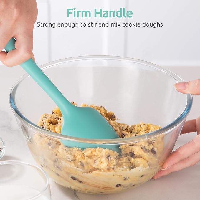 600ºF Heat Resistant Silicone Spoons: U-Taste Flexible Baking Spoon Spatula & Cooking Scoop Spoonula, Seamless Soft Kitchen Utensils for Serving, Scraping, Scooping in Non-Stick Cookware (Aqua Sky)