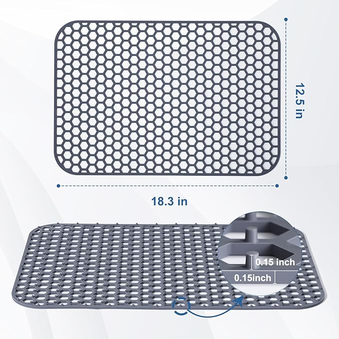 Silicone Sink Protector for Kitchen Sink - 18.3''x12.5'' Kitchen Sink Grid Accessory, Non-slip Heat Resistant Sink Grid Dry Mat for Bottom of Porcelain Stainless Steel, Dishwasher Safe