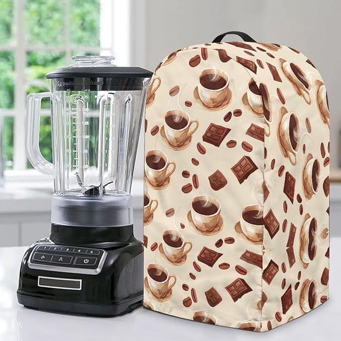 Blender Dust Cover, Coffee Drink Pattern Stand Mixer Appliance Covers, Anti Fingerprint Polyester Dust Proof Blender Cover for Home Kitchen