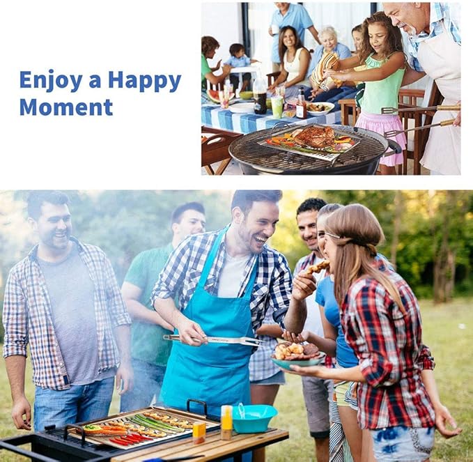 BBQ Grill Pan for Vegetables, Grill Topper Stainless Steel BBQ Wok with Handles Professional Cookware Grill Accessories for Barbecue Grills Outdoor Cooking