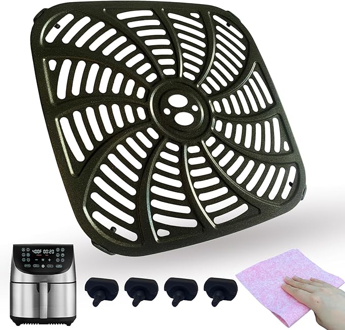 8QT Square Air Fryer Grill Pan for Gourmia GAF856 Air Fryers, Upgraded Nonstick Air Fryer Grill Plate Insert Rack Crisper Tray Plate Grate Grid Shelf for Gourmia 8QT Air Fryers, Dishwasher Safe