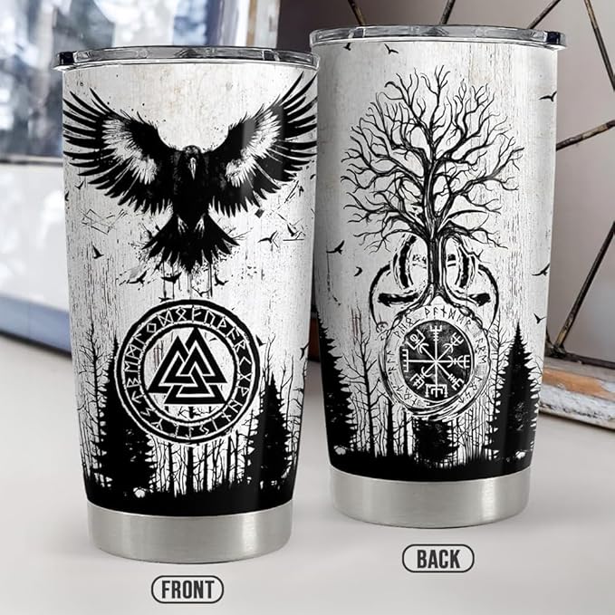 Viking Tumbler 20oz Stainless Steel Insulated Coffee Travel Mug Cup Viking Gifts for Men Husband Dad on Birthday Christmas Fathers Day