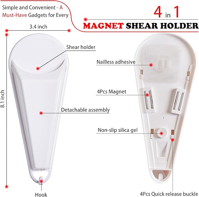 2Pcs Magnetic Scissor Holder for Kitchen & Office-Detachable with Drain Hole & Hooks, Storage Organizer for Large Kitchen Shears and Office Scissors,Stick to Fridge for Easy Storage with Magnet