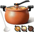 Multifunctional Large Capacity Non-stick Pressure Cooker, 8L Versatile Micro-Pressure Cooking Pot with Visible Transparent Glass Cover, Easily Serves 4–6 People (orange)