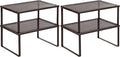 SONGMICS Spice Rack, Cabinet Shelf Organizers, Shelf Organizer, Countertop Organizer, Shelf Riser, Stackable, Expandable, Set of 2 Metal Kitchen Counter Shelves, Brown UKCS01BR (Pack of 2)