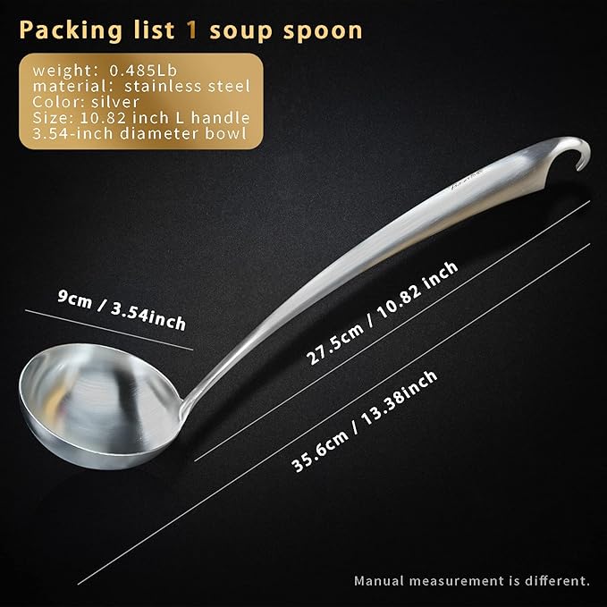 Kitchen Utensils,Contains Soup ladle,Spaghetti Claw,Wok Turner Shovel,Slotted Turner,Colander,Premium Stainless Steel,No rust,Dishwasher Safe