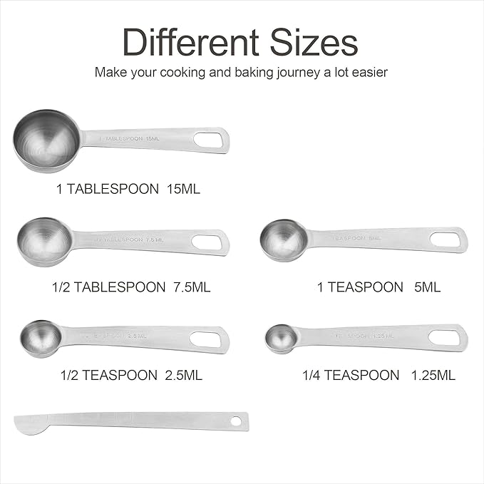 Smithcraft Measuring Cups and Spoons Set, Dry Metal Measuring Cup Set of 11, Stainless Steel Measuring Cups and Spoons, 5 Measure Cups and 5 Kitchen Measurement Spoons & Leveler