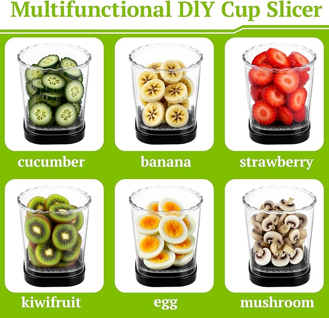 Hendiy Strawberry Slicer with Stainless Blades | Egg & Fruit Slicer Cup for Banana, Cucumber, Mushroom | ABS Detachable Kitchen Gadget - Precision Berry Cutter Tool (Black, 1-Pack)