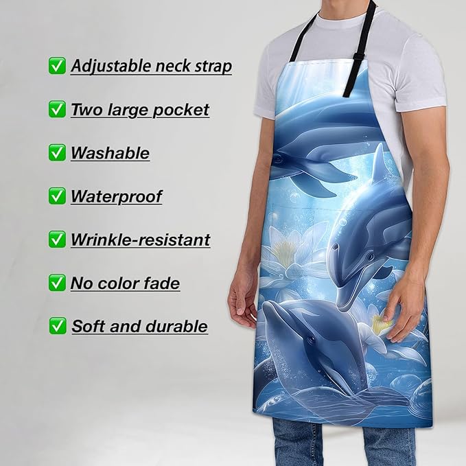 Rooster Apron for Women Men 28x33in, Kitchen Chef Aprons with 2 Pockets, Polyester, Chicken Apron