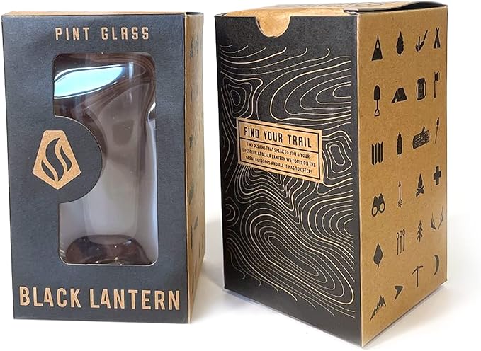 Black Lantern Rustic Bigfoot Pint Glass Set 16oz Beer Glasses for Craft Beer Lovers | Set of 2 Dishwasher-Safe Mixing Glasses