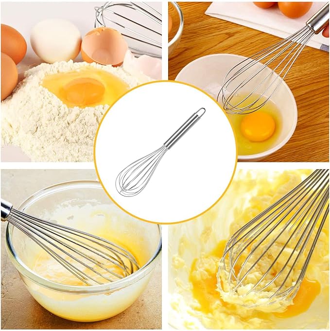 Wire Whisks for Household Purposes Pack of 3 Stainless Steel Handheld Egg Whisk 10-Inch
