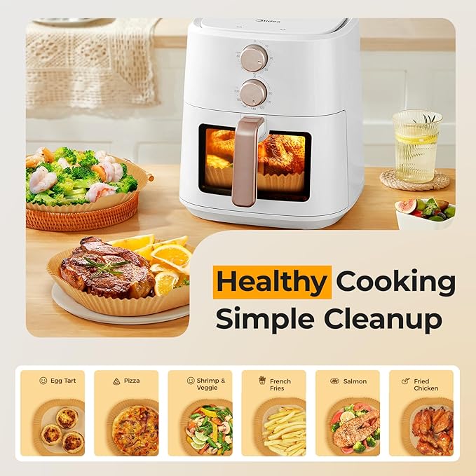 500 Pcs Air Fryer Paper Liners, 8" Square Air Fryer Liners Disposable, Heavy-Duty Parchment Paper for 5-8 qt Airfryer Basket, Non-Stick & Grease-Proof Baking Liner for Oven Pan