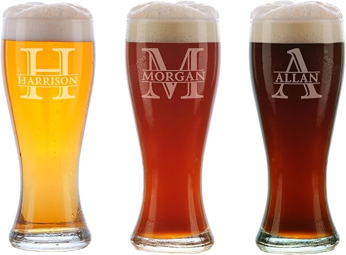 Gifts Inscribed Personalized Beer Can Glass 16oz – Custom Laser Engraved Drinking Glass – Unique Glassware Gift for Birthday, Wedding, Anniversary, Fathers Day (Custom Designs, Beer Pilsner)
